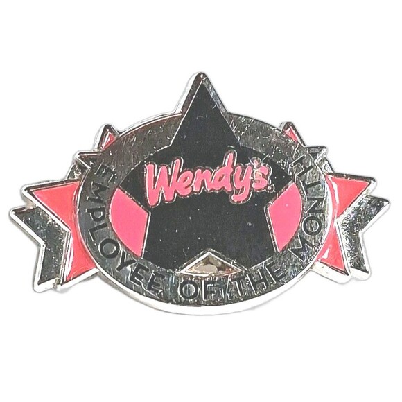 Wendy’s Employee Of The Month SIlver Tone Enamel Lapel Hat Pin Collectible Pin - Picture 1 of 4